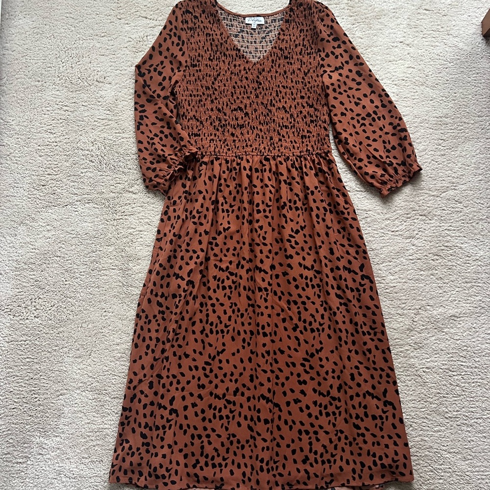 Polagram Leopard Print Midi Dress